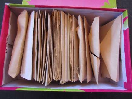 40 X ENVELOPES OF STAMPS IN SHOE BOX - see pics
