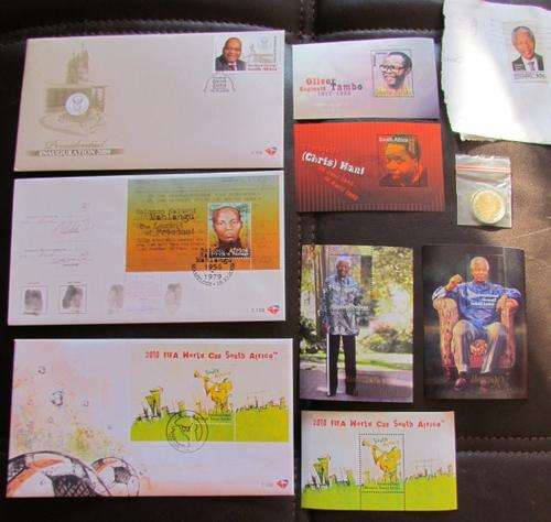 RSA Mini sheets x 5 +  unsirculated  Mandela R5 coins x 2  + 3 x FDC `s- see pics