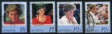 "BOTSWANA 1998 PRINCESS DIANA, SET OF 4 USED"