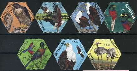 "BOTSWANA 2004 JOINT ISSUE BIRDS, SET OF 7 USED"