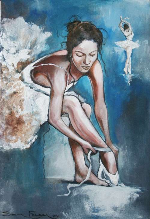 *Stunningly beautiful!Original Stella Pelser (1970-)"Dressing Ballerina" 620 x 420mm, on Canvas