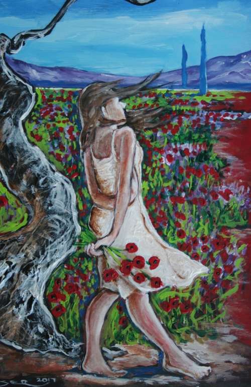 ORIGINAL Stella Pelser (1970-) "Bolandse Meisie " 400 x 300 x 6mm