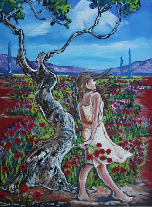 ORIGINAL Stella Pelser (1970-) "Bolandse Meisie " 400 x 300 x 6mm