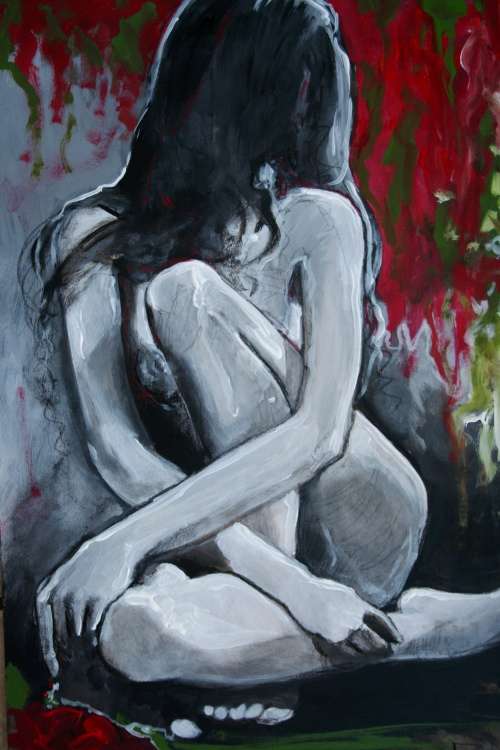 MUST SEE! **Original Annie Brand (1970-) "Vuur en Vlam - Rooi Kannas" 400 x 300 x 6mm