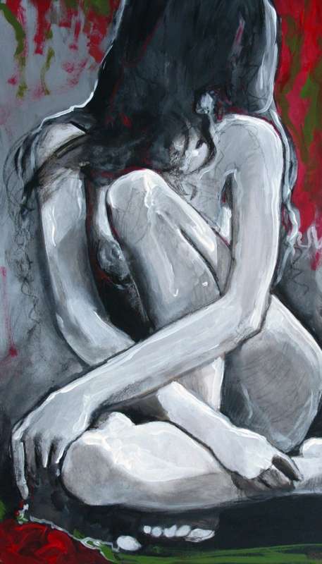 MUST SEE! **Original Annie Brand (1970-) "Vuur en Vlam - Rooi Kannas" 400 x 300 x 6mm