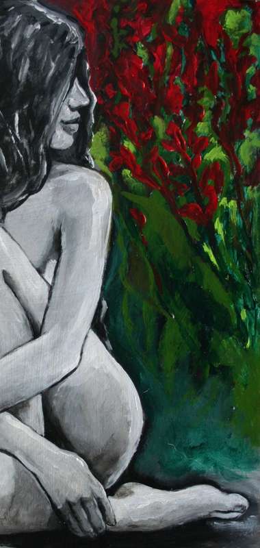 MUST SEE! **Original Annie Brand (1970-) "Vuur en Vlam - Tussen Rooi Kannas" 400 x 300 x 6mm