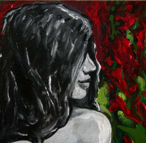 MUST SEE! **Original Annie Brand (1970-) "Vuur en Vlam - Tussen Rooi Kannas" 400 x 300 x 6mm