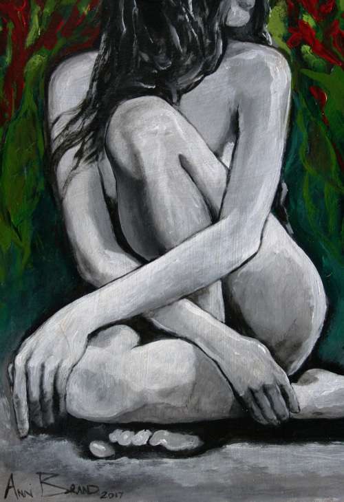 MUST SEE! **Original Annie Brand (1970-) "Vuur en Vlam - Tussen Rooi Kannas" 400 x 300 x 6mm