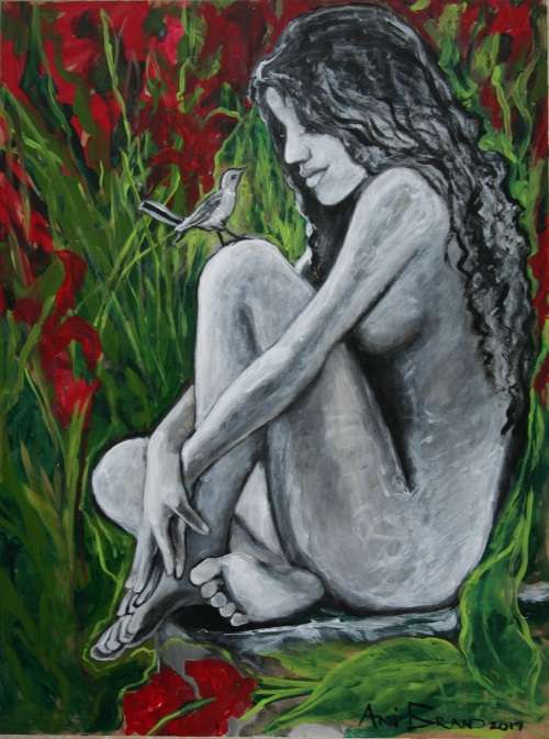 Beautiful**!!! Original Annie Brand (1970-) "Tussen Rooi Kannas - Ons Geheim " 400 x 300 x 6mm