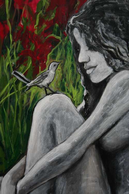 Beautiful**!!! Original Annie Brand (1970-) "Tussen Rooi Kannas - Ons Geheim " 400 x 300 x 6mm