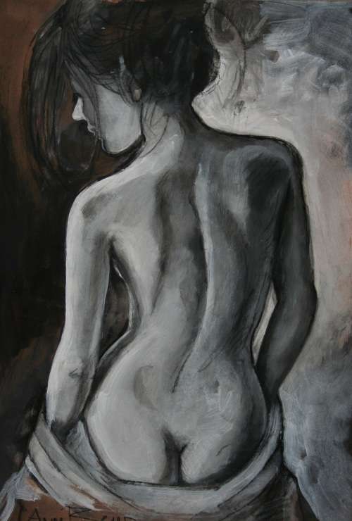 Beautiful**!!!Original Annie Brand (1970-) "Nude" 400 x 300 x 6mm