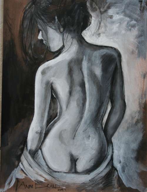 Beautiful**!!!Original Annie Brand (1970-) "Nude" 400 x 300 x 6mm
