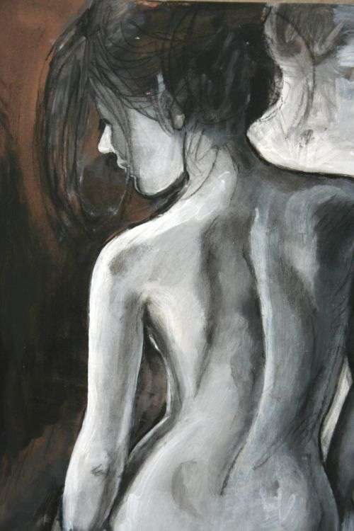 Beautiful**!!!Original Annie Brand (1970-) "Nude" 400 x 300 x 6mm