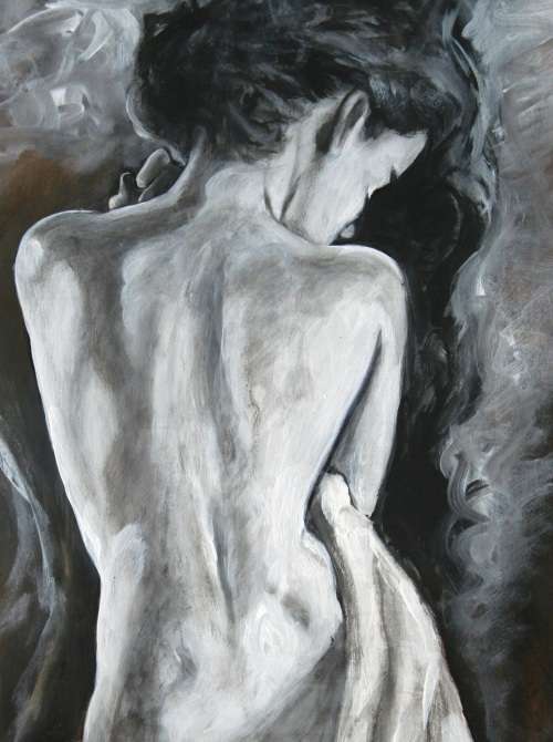 Beautiful**!!!Original Annie Brand (1970-) "Nude - Fragile" 400 x 300 x 6mm