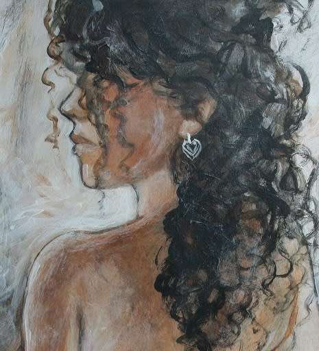 Beautiful**!!! Original Annie Brand (1970-) "Belle Femme" 400 x 300 x 6mm