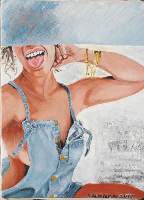 Stunning!*Original Waldo Pelser(1970-) "Jean Spirit" size: 600 x 420 mm - Large Acrylic on Canvas