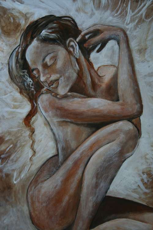 Beautiful**!!! Original Annie Brand (1970-) "Peaceful Angel" 400 x 300 x 6mm