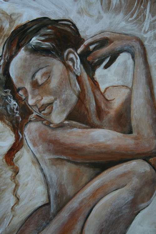 Beautiful**!!! Original Annie Brand (1970-) "Peaceful Angel" 400 x 300 x 6mm