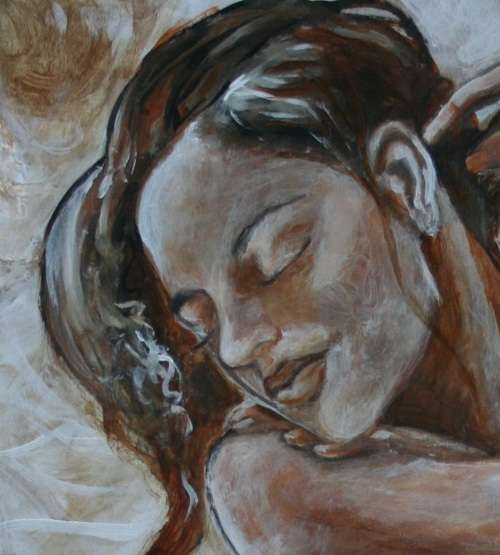 Beautiful**!!! Original Annie Brand (1970-) "Peaceful Angel" 400 x 300 x 6mm