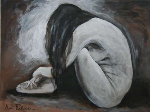Beautiful**!!! Original Annie Brand (1970-) "Figure Study " 400 x 300 x 6mm