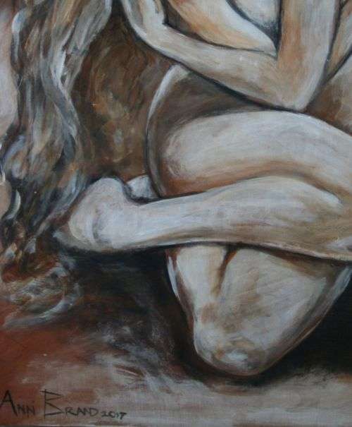 Beautiful**!!! Original Annie Brand (1970-) "Figure Study - Twisted" 400 x 300 x 6mm