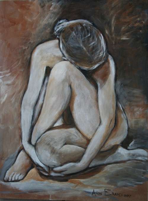 Beautiful**!!! Original Annie Brand (1970-) "Figure Study - Reflection" 400 x 300 x 6mm
