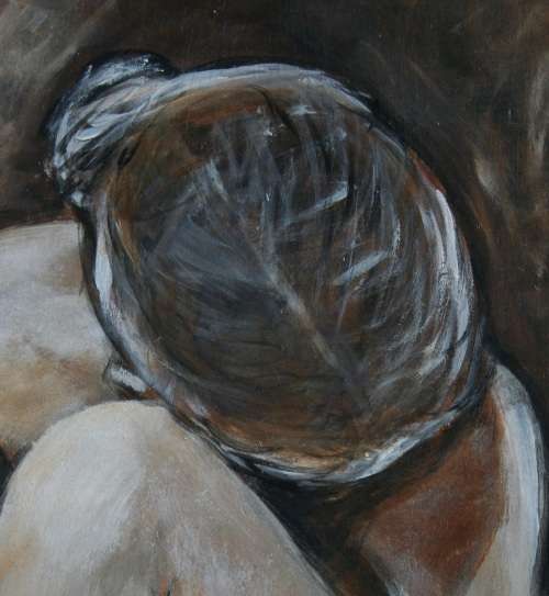 Beautiful**!!! Original Annie Brand (1970-) "Figure Study - Reflection" 400 x 300 x 6mm