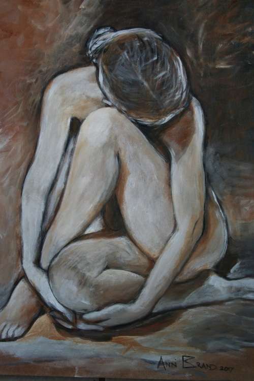 Beautiful**!!! Original Annie Brand (1970-) "Figure Study - Reflection" 400 x 300 x 6mm