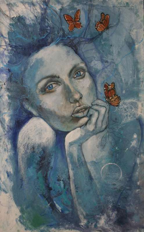 Beautiful!*Original Anni Brand (1970-) "Daydreamer" size:80 x 50 cm Large on Japanese Canvas