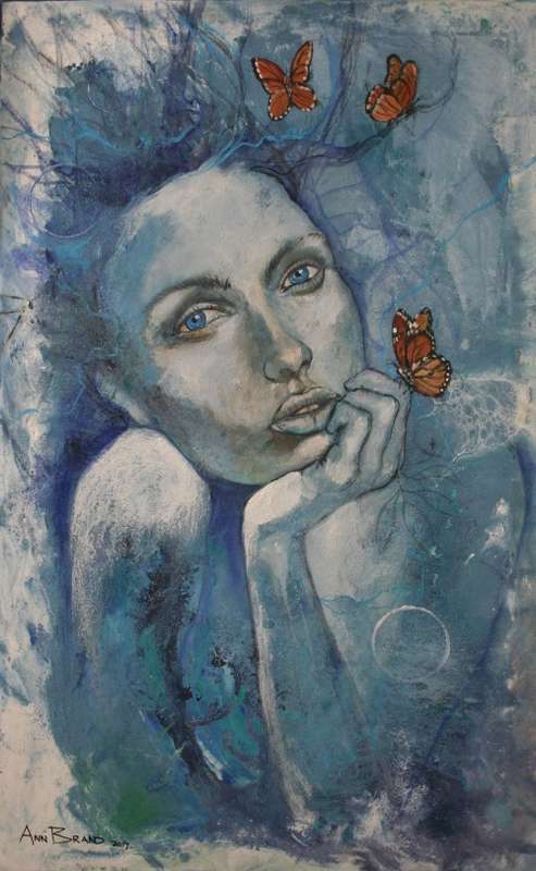 Beautiful!*Original Anni Brand (1970-) "Daydreamer" size:80 x 50 cm Large on Japanese Canvas