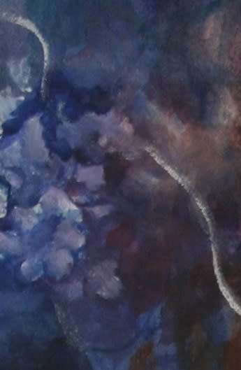 Beautiful!*Original Anni Brand (1970-) "Blue Butterflies" size: 80 x 50 cm Large on Japanese Canvas