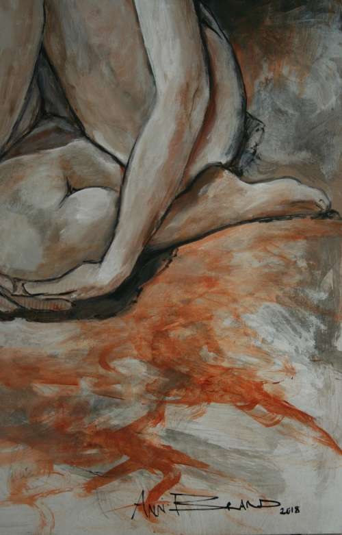 Beautiful**!!! Original Annie Brand (1970-) "Figure Study - Ballerina 1 " 515 x 300 x 6mm