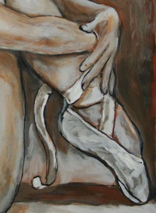 Beautiful**!!! Original Annie Brand (1970-) "Figure Study - Ballerina 2" 515 x 300 x 6mm