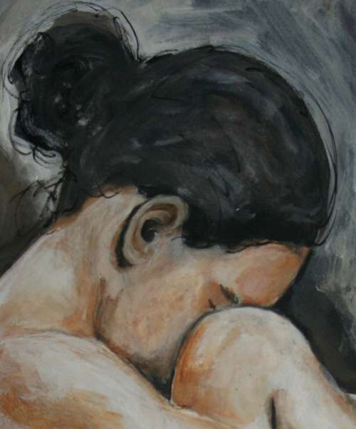 Beautiful**!!! Original Annie Brand (1970-) "Figure Study - Ballerina 2" 515 x 300 x 6mm