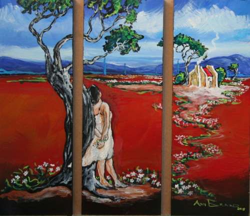Beautiful**!!! Original Annie Brand (1970-) "Bolandse Meisie - Tritych" 300 x 110 x 6mm x 3 Piece