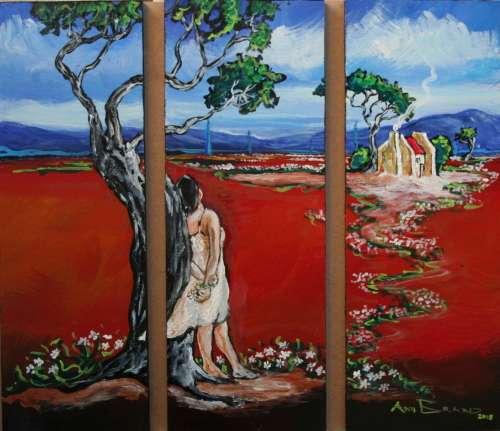 Beautiful**!!! Original Annie Brand (1970-) "Bolandse Meisie - Tritych" 300 x 110 x 6mm x 3 Piece