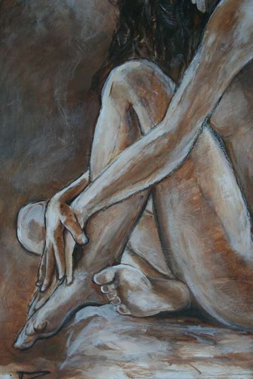 Beautiful**!!! Original Annie Brand (1970-) "Figure Study - Soft Touch" 400 x 300 x 6mm