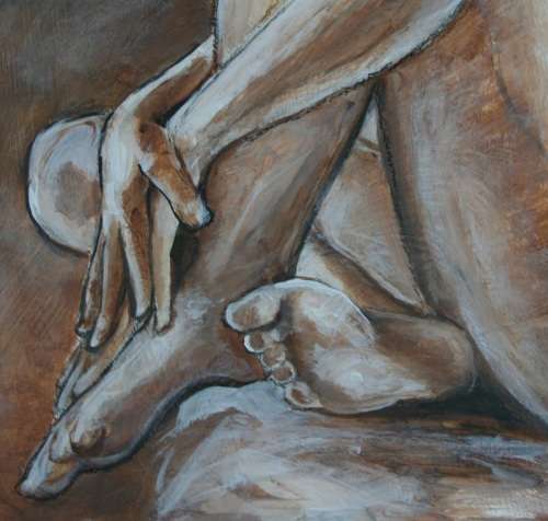 Beautiful**!!! Original Annie Brand (1970-) "Figure Study - Soft Touch" 400 x 300 x 6mm