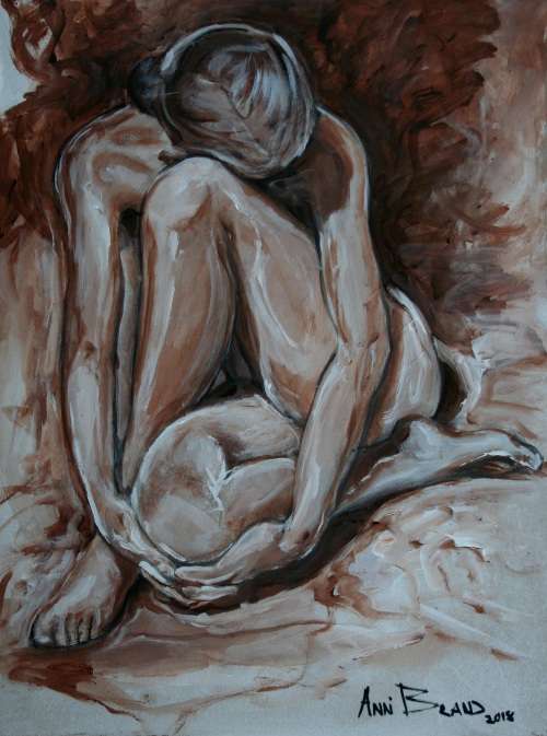 Beautiful**!!! Original Annie Brand (1970-) "Figure Study - Ballerina 02" 400 x 300 x 6mm