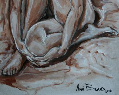 Beautiful**!!! Original Annie Brand (1970-) "Figure Study - Ballerina 02" 400 x 300 x 6mm