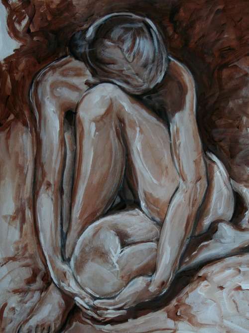 Beautiful**!!! Original Annie Brand (1970-) "Figure Study - Ballerina 02" 400 x 300 x 6mm