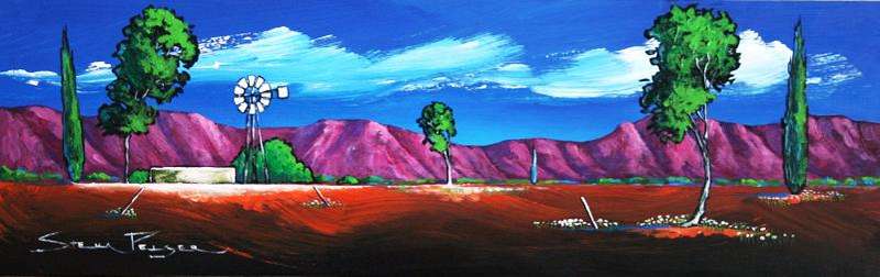 Original painting by Stella Pelser - "Boland - Windpomp " - 475 x 150