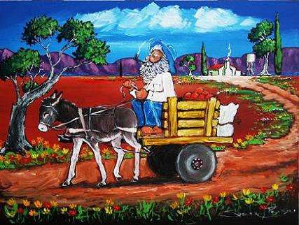 CRAZY R1!!! Original Stella Pelser - "Boland - Ouman met Donkie Karretjie!" - 400  x 300