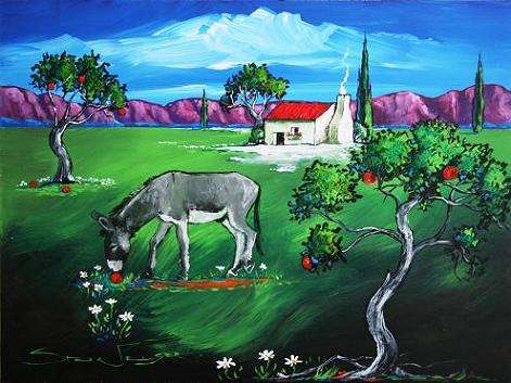CRAZY R1!!! Original Stella Pelser - "Boland - Donkie by die Lemoen Bome!" - 400  x 300