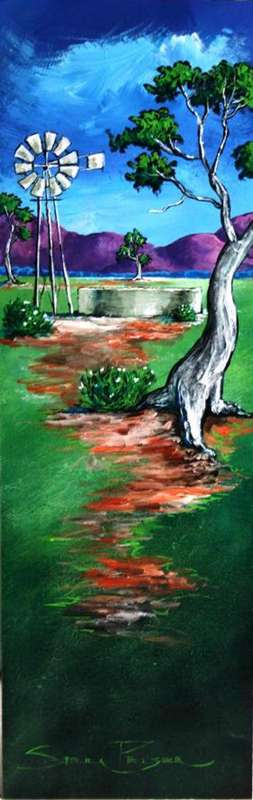 CRAZY R1!!! Original Stella Pelser - "Windpomp met daisies" - 475  x 150
