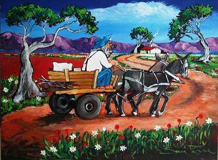 CRAZY R1!!! Original Stella Pelser - "Boland - Ou man met Donkie Karretjie!" - 400  x 300