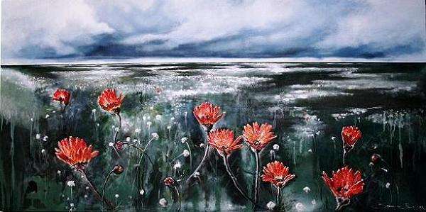 STUNNING!!!MUST SEE!!Very Large Painting!By Stella Pelser"Flower Praises after the Rain"1600x800x45