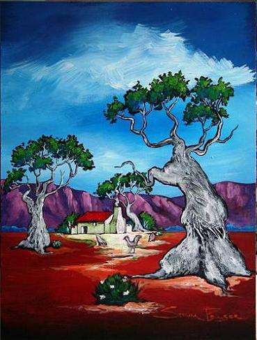 CRAZY R1!!! Original Stella Pelser - "Boland - Plaas huis met hoendertjies!" - 400  x 300