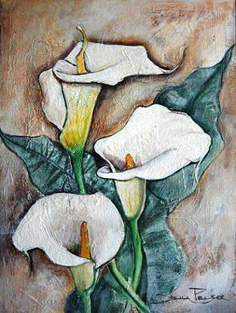 Original painting by Stella Pelser - "White Arum Lillies 01" - 400 x300