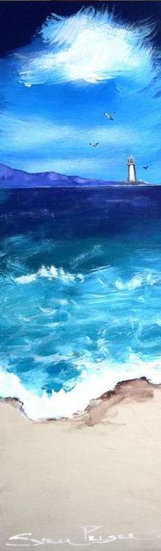 CRAZY R1!!! Original Stella Pelser - "Sea-scape with Light House 01" - 475  x 150